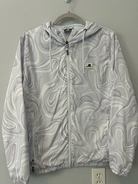 New Balance White & Light purple Swirl Hooded Windbreaker
